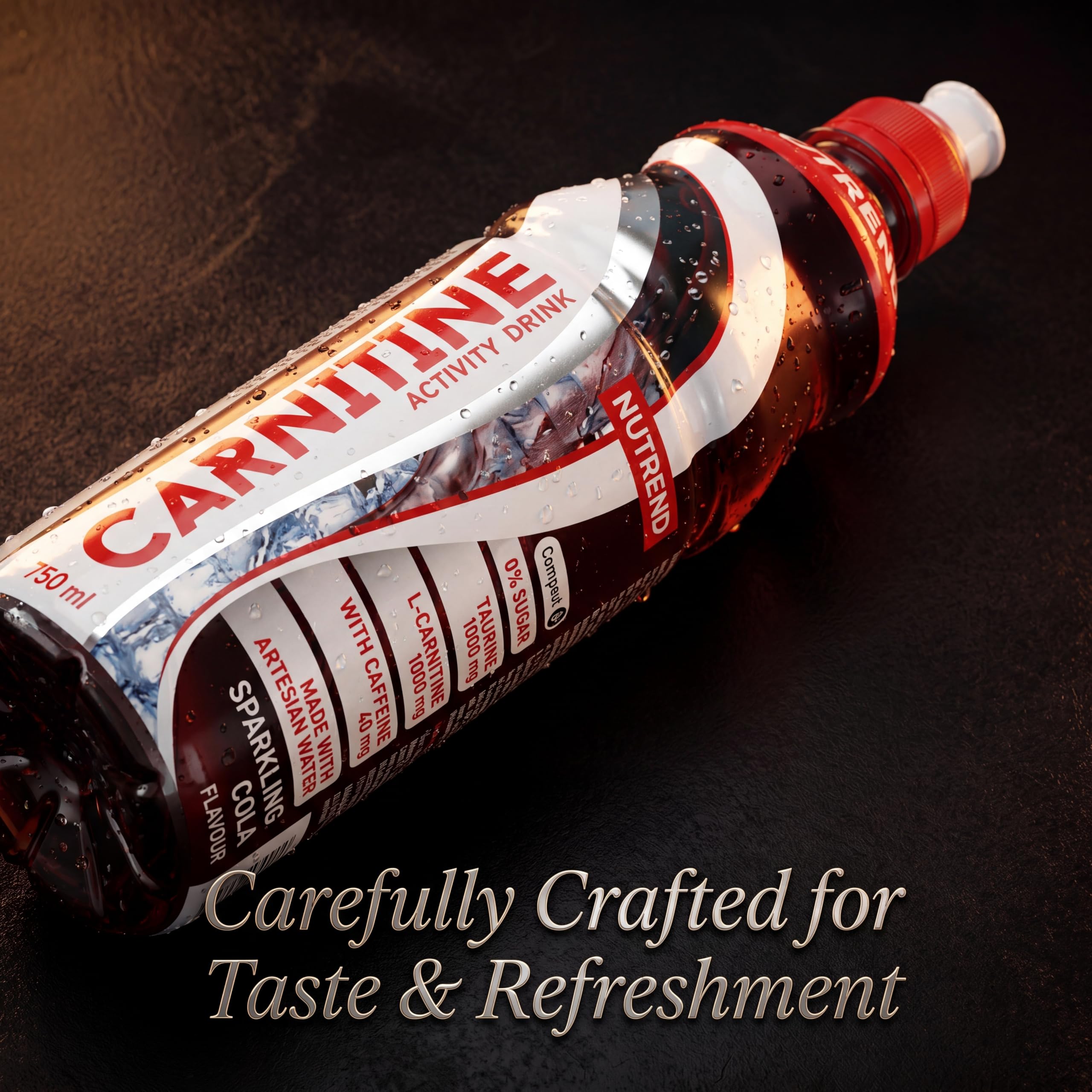 Bebida de Carnitina Nutrend Sabor Cola 750 ml Pack de 8 – bebida fitness lista para tomar con L-carnitina para energía, hidratación y estilo de vida activo