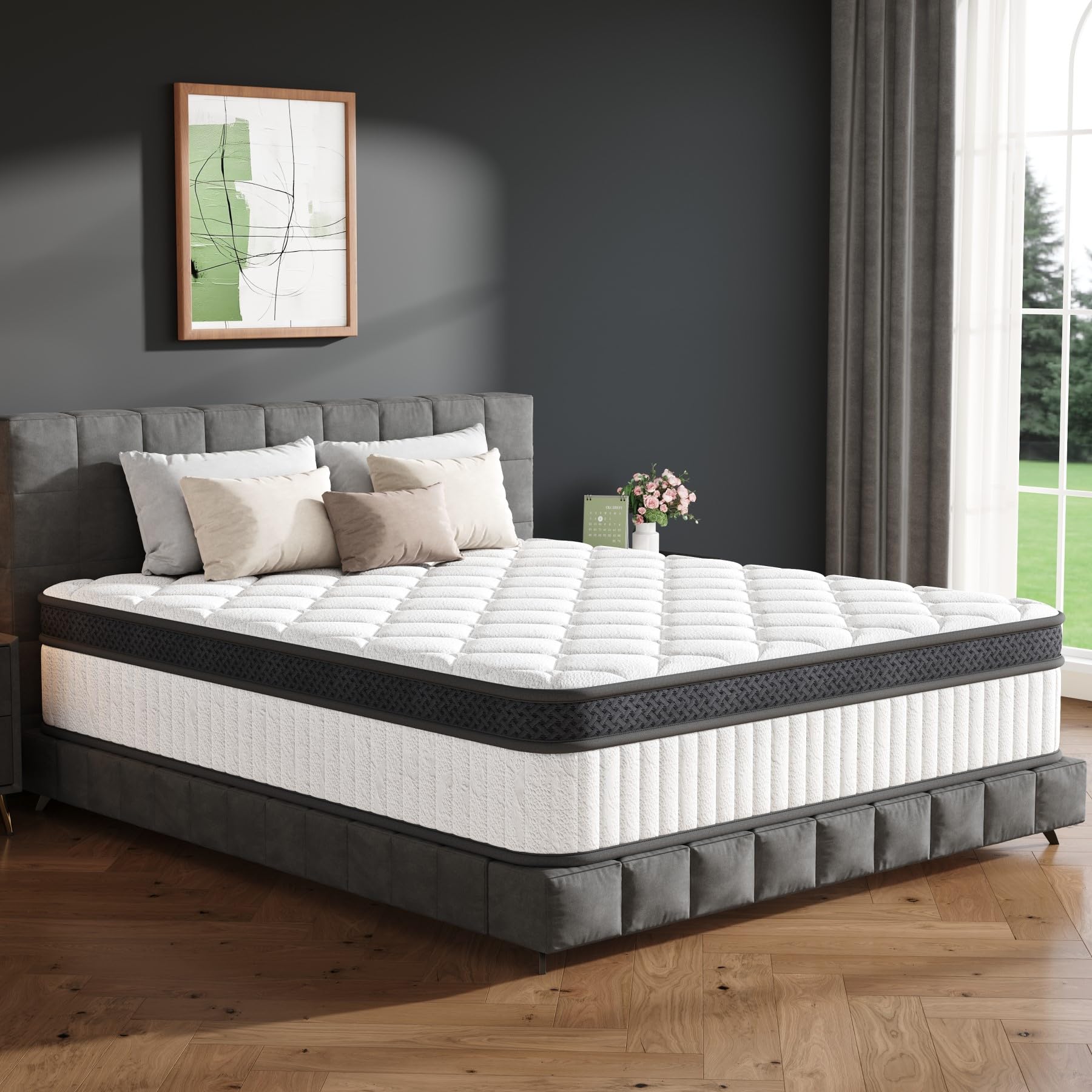 Amazon.com: Soxgim Queen Mattress 12 Inch, Hybrid Memory Foam in a