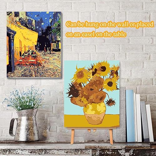 Vista 85 de VIGEGU Paquete de 4 pinturas por números para adultos, lienzo enmarcado, con caballete de madera, pintura por números para niños de 8 a 12 años