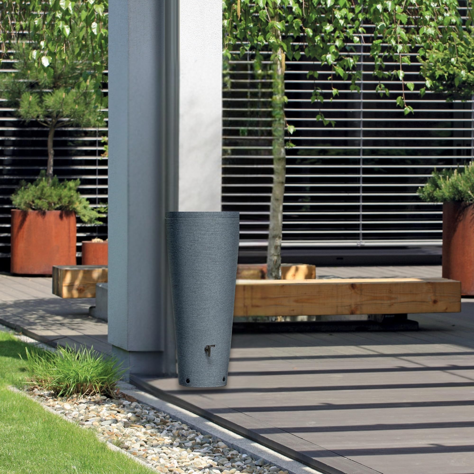 YourCasa Regentonne 120 Liter [Tubo Tank] mit Metallgewinde & Deckel - Regenfass Frostsicher aus Kunststoff - Regenwassertonne - Regenwassertank Garten Wassertank Regensammler Wasserfass Wassertonne