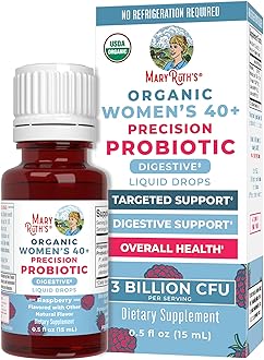 USDA Organic 40+ Womens Probiotic Liquid Drops by MaryRuth's | Probiotics for Digestive Health | Stress-Related GI Issues | Occasional Gas Relief for Adults | Vegan | Dairy Free | 30 Servings
