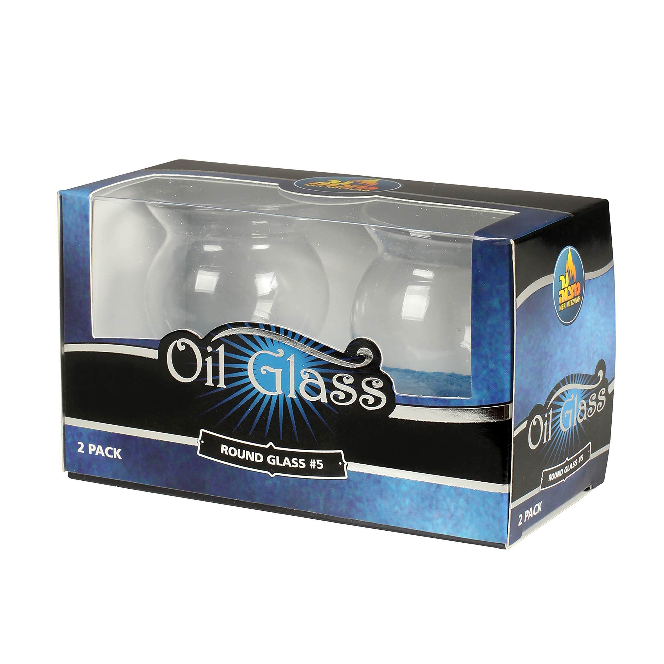 Ner Mitzvah Shabbos Candle Glass Oil Cups – Elegant Holders for Oil for Shabbat and Hanukkah – 2 Pack -Durable Quality, Long-Lasting