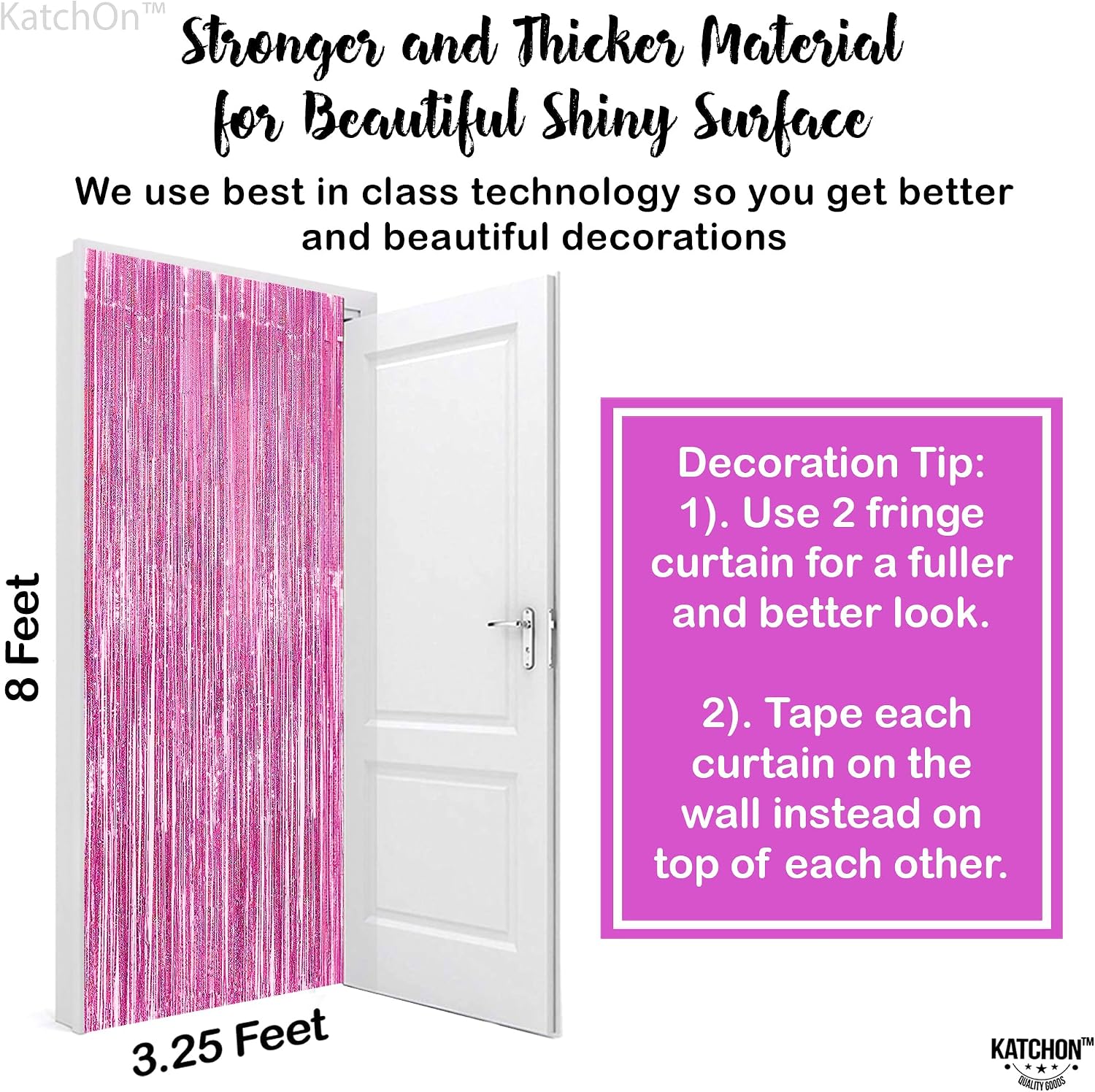 KatchOn XtraLarge Iridescent Pink Backdrop Curtain - 3.2x8 Feet Pink Streamers for Valentines Decorations, Birthday, Gender Reveal, Wedding, Bridal Shower Decorations, Bachelorette Party Decoration