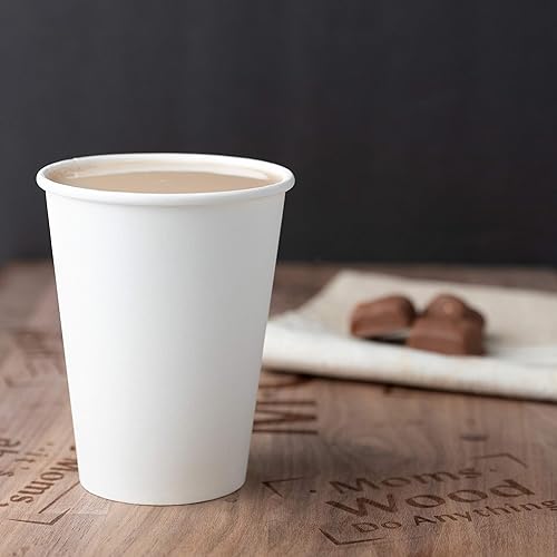 Miniatura 8 de PLASTICPRO Paquete de 100 con tapas Taza de café desechable de papel de 12 onzas con tapas para bebidas expresas frías o calientes té café chocolate