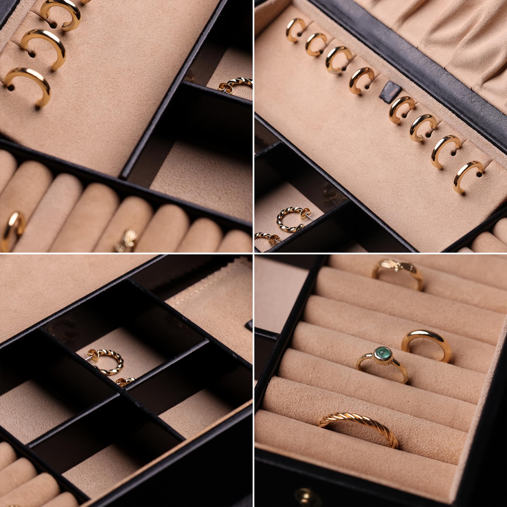 Time Resistance Leder-Schmuckkästchen Vollnarbenleder Schmuck Organizer Aufbewahrung von Accessoires