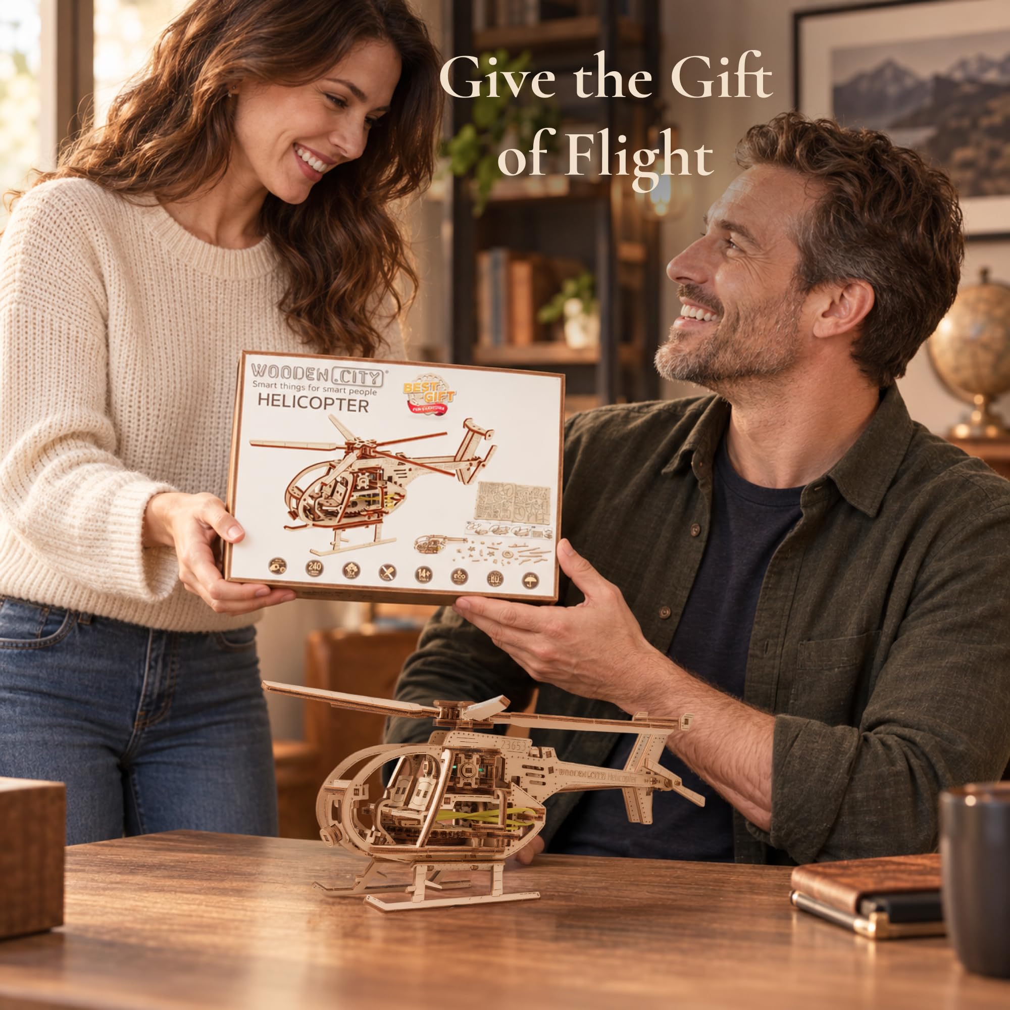 Amazon | WOODEN.CITY ヘリコプター 3D 木製パズル – 大人用木製モデル