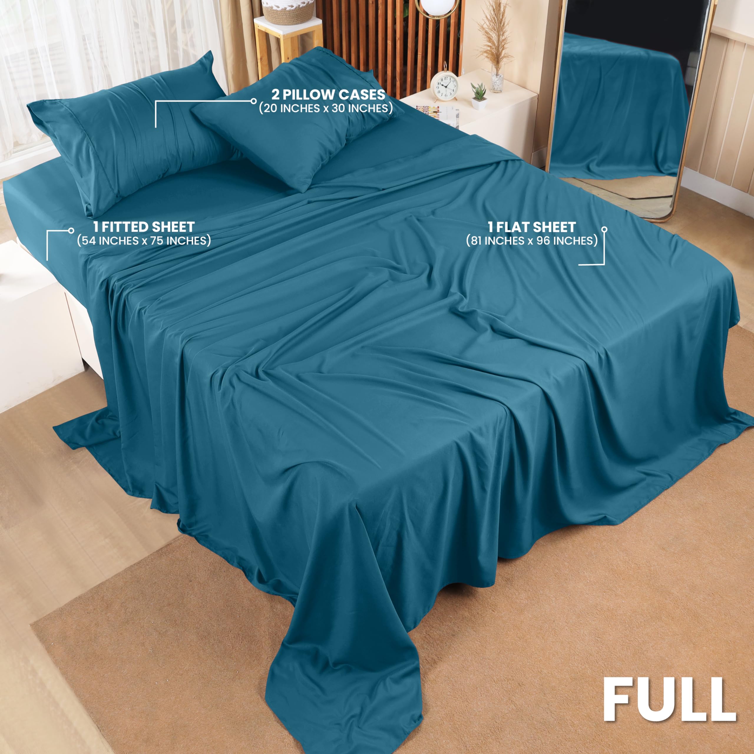 Utopia Bedding Full Bed Sheets Set - 4 Piece Bedding - Brushed Microfiber - Shrinkage and Fade Resistant - Easy Care (Full, Denim Blue) - Image 2