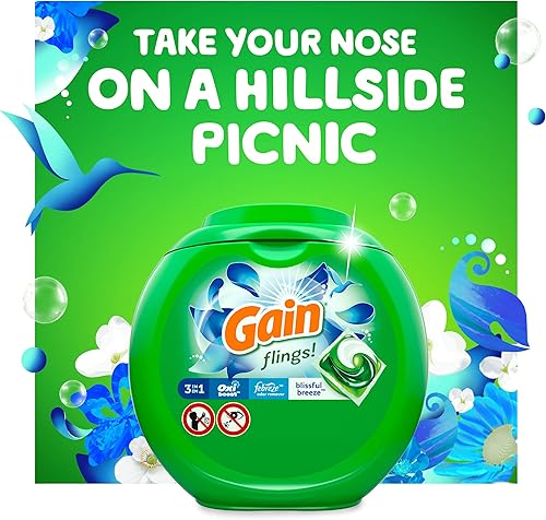 Miniatura 5 de Gain Flings! Paquete de detergente líquido para ropa, Blissful Breeze, 81 unidades
