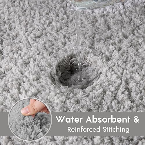 Miniatura 3 de Phantoscope Alfombras de baño Juego de 2 alfombras de baño antideslizantes de microfibra ultra suave, alfombras de baño de felpa absorbente de