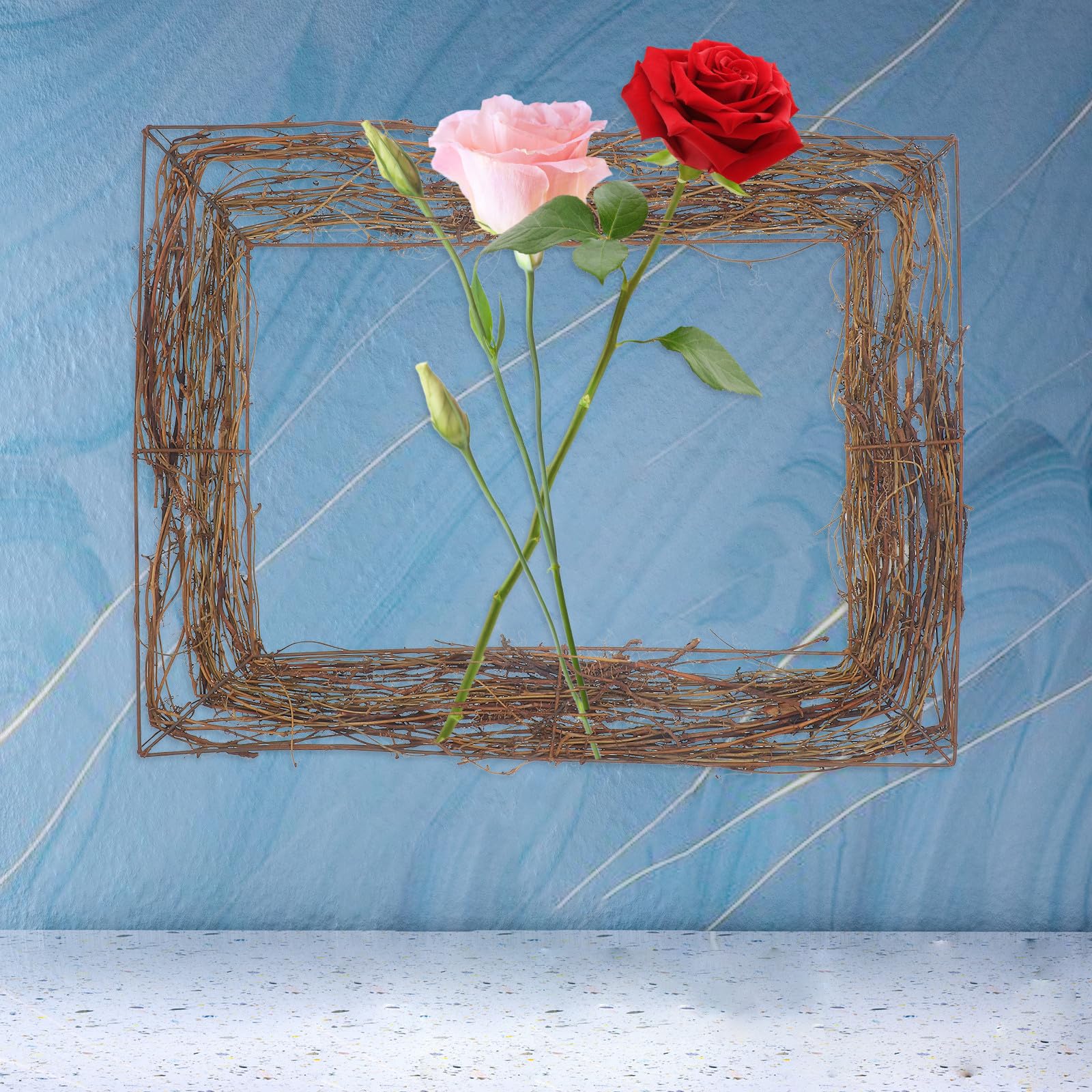 Garneck Ghirlanda in Rattan Intrecciato Naturale 2 Pezzi Base per Corona Decorativa Fai da Te in Cotone e Lino Marrone per Decorazioni Casa e Giardino