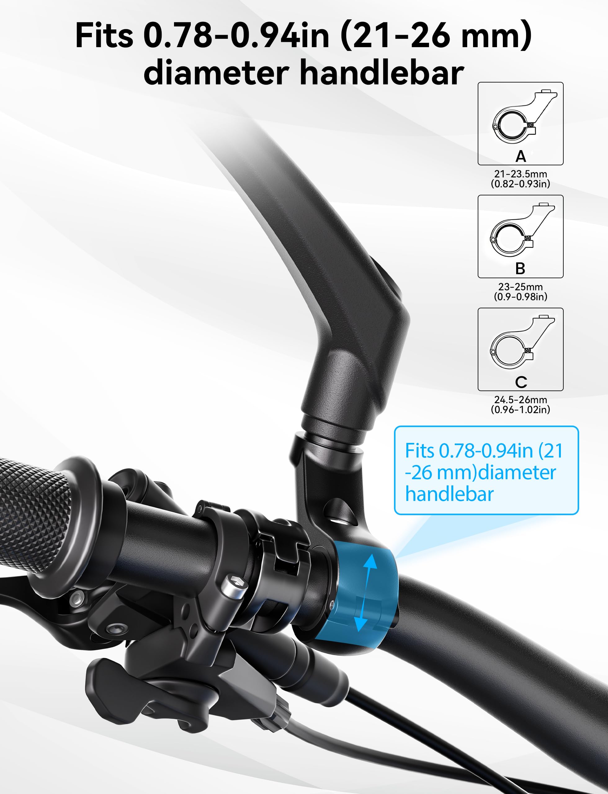 Specchietti per Bicicletta in Coppia, Specchietto per Moto Ripiegabile e Orientabile a 360°, Grande Specchio, Braccio Lungo, Specchietto per Monopattino Elettrico Accessorio per Bicicletta Elettrica
