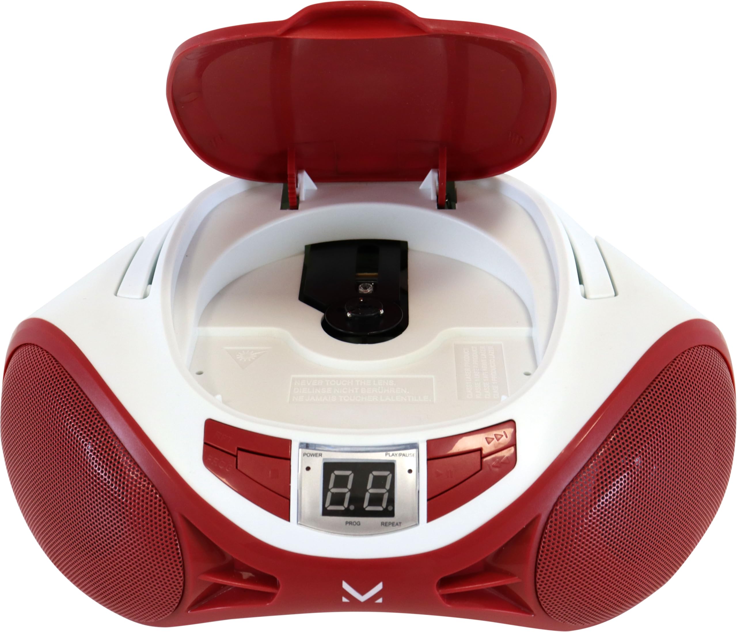 Majestic AH 1262R AX - Boom Box Portatile con Lettore CD, Ingresso AUX-IN, doppia possibilità di alimentzione (cavo incluso, batterie non incluse) BiancoRosso)
