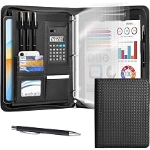 Leathario Portfolio Binder, Padfolio Organizer, 3 Ring Binder with Zipper