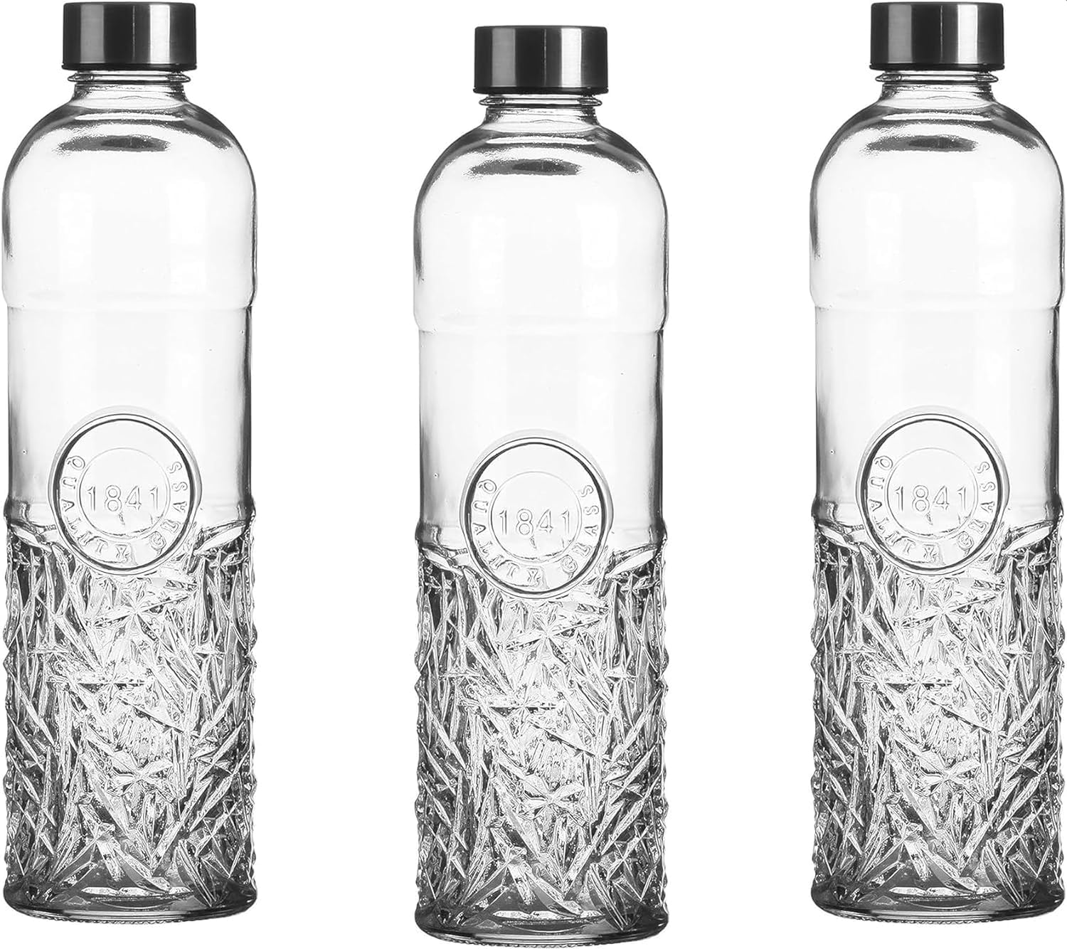 6 Bouteilles En Verre 75cl TUNDRA - Bouchons à Vis - Lavables Lave-Vaisselle - Made In Italy - Avec Entonnoir