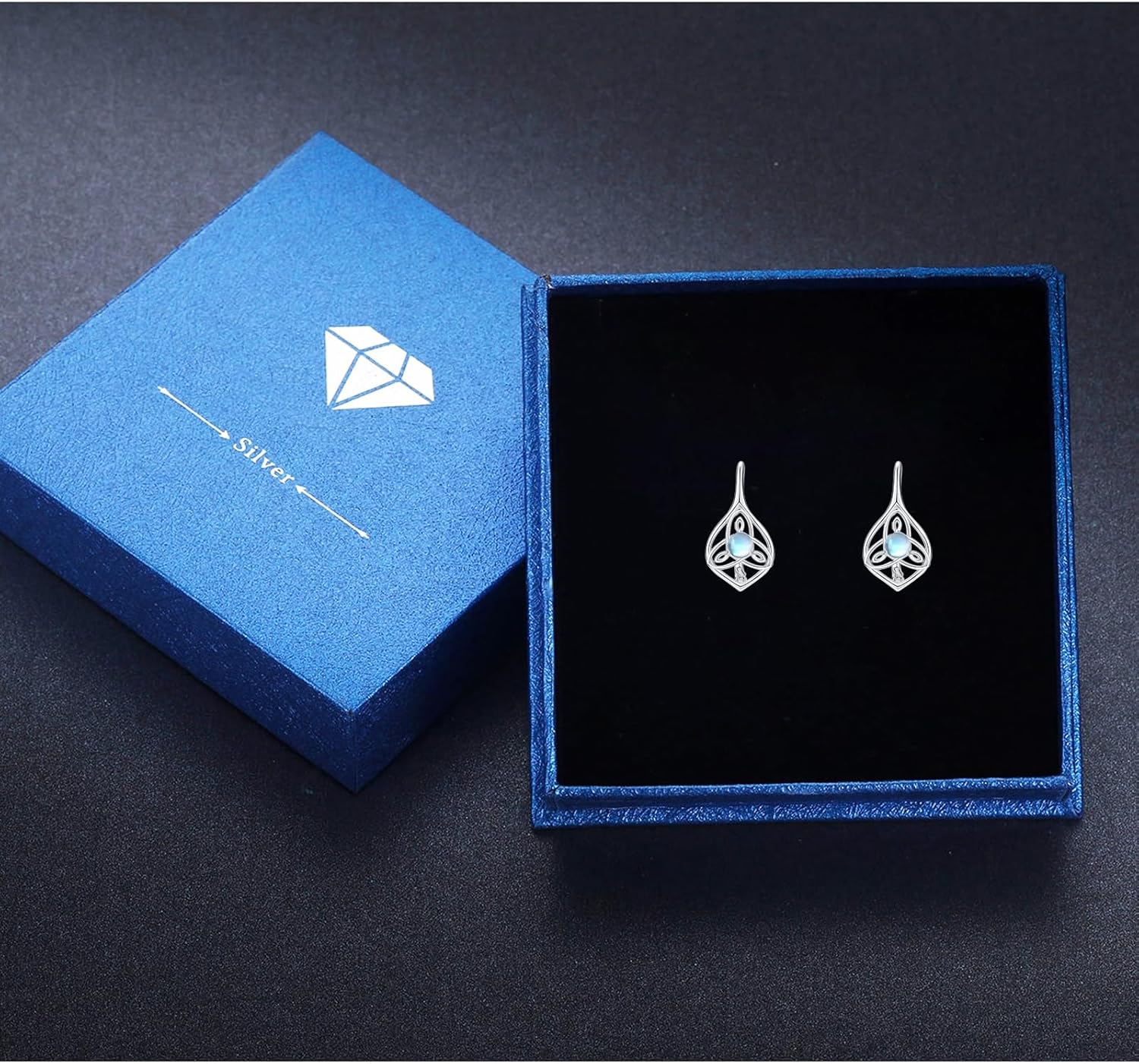 CUOKA MIRACLE Celtic Moonstone Earrings for Women S925 Sterling Silver Irish Celtic Knot Moonstone Earrings Small Hoop Leverback Earring for Women Jewelry Gifts for Family - Image 7