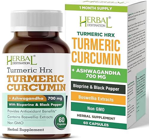 Suplemento de cúrcuma Hrx, suplemento inmunológico, refuerzo del metabolismo, suplemento de apoyo articular con curcumina de cúrcuma, boswellia,