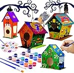 hapray 4 Pack Bird House Crafts for Kids Ages 5-8 8-12, Buildable DIY Birdhouse Kit for Children to Build, Summer Arts and Craft Projects with Paint, 3+ Boy Girl Gift for Halloween Christmas