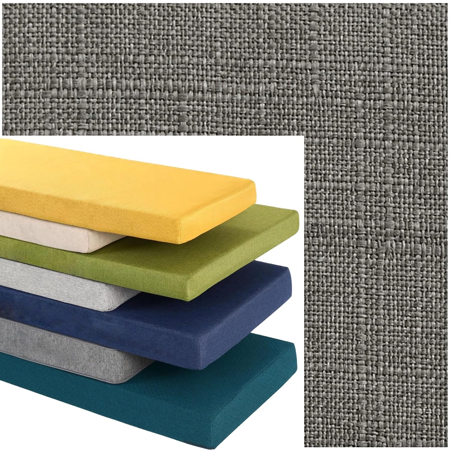 PLCIVSA Outdoor Indoor Bench Cushion Cover, Linen Non-Slip Replacement Slipcover with Zipper, Furniture Seat Cushion Protector for Garden Patio Balcony Sofa Couch(dark gray,150x40cm/59x16in)