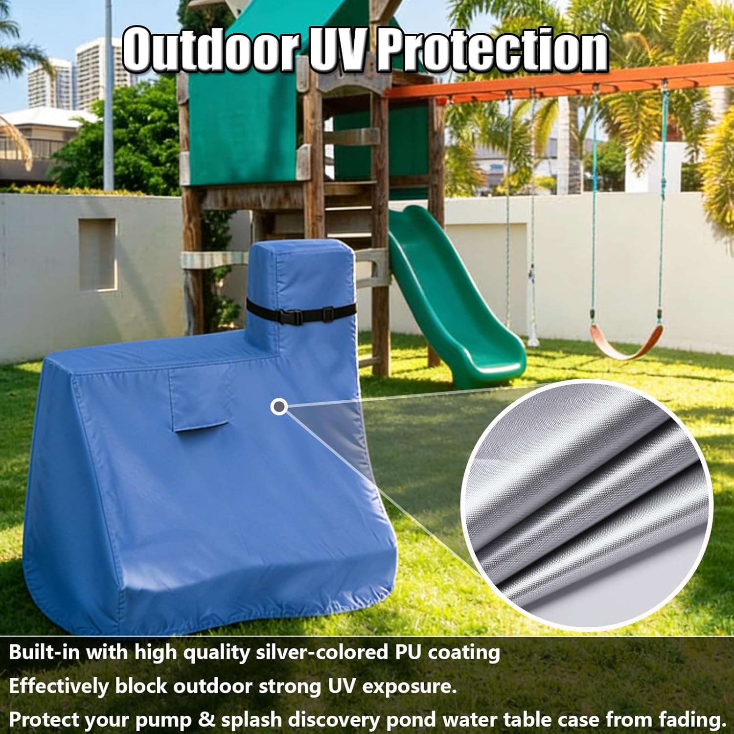 Water Table Cover for Step2 Pump & Splash Discovery Pond, Outdoor UV-resistant, Fade-resistant, and Dust-proof Storage Protection Cover for Kids' Water Sensory Activity Pool, Toddler Toy Covers, Blue