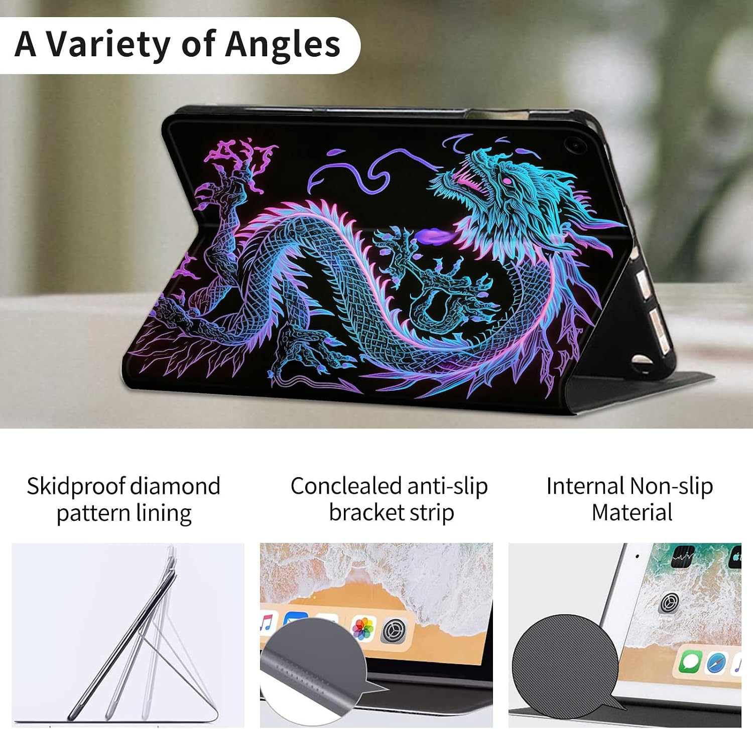Case for Samsung Galaxy Tab A11+ 11 Inch, PU Leather Folio Cover, Blue Dragon image 2
