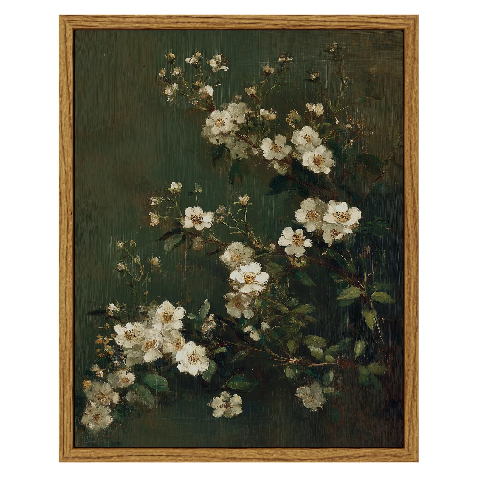 InSimSea Vintage Framed Wall Art Rainy Night Flower Branch Canvas Prints, Vintage Home Decor, Print Framed Painting Picture,For Living Room, Study, And Dining Room Wall Decor 10L x 8W — image 1