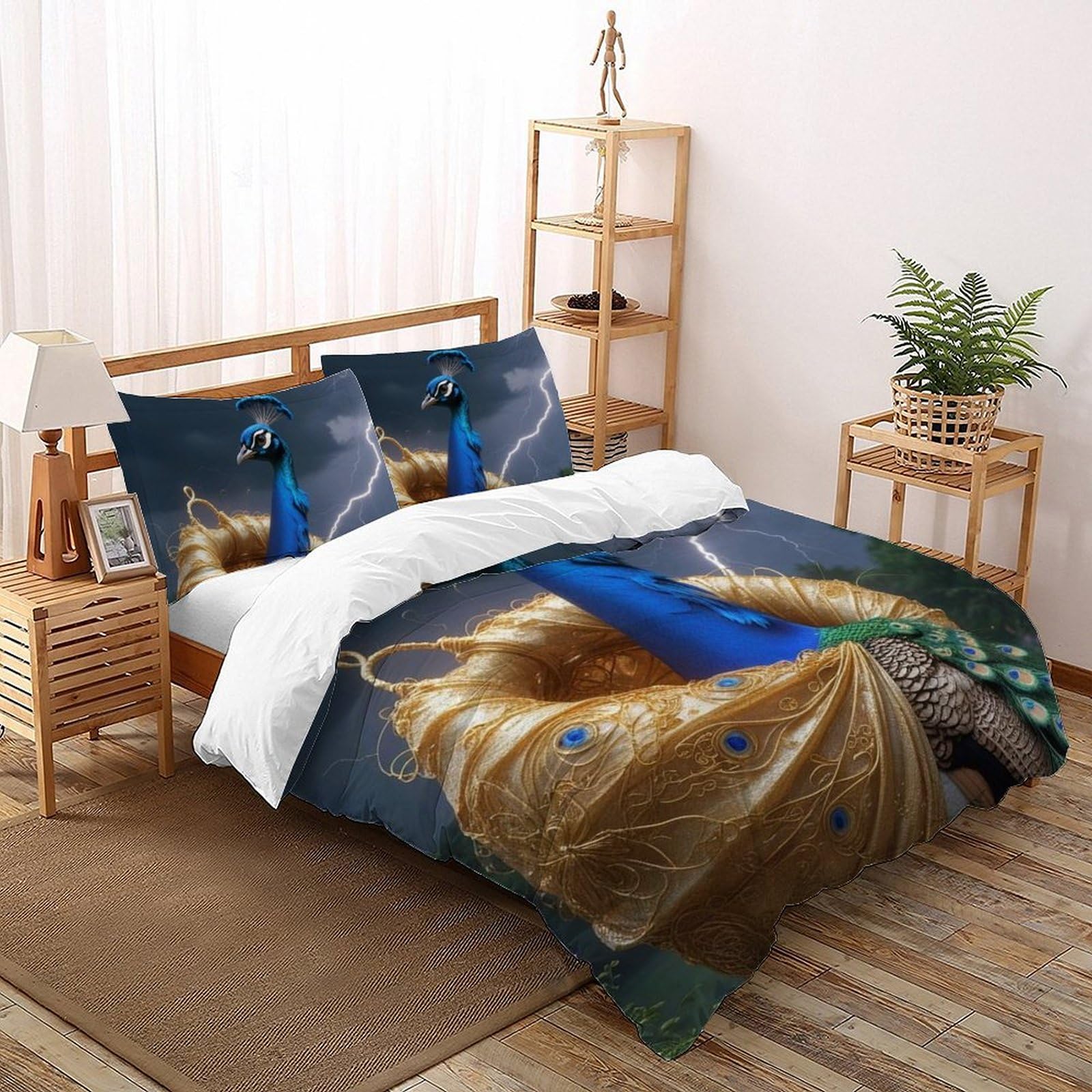 Housse de couette King 220x240cm animaux imprimé 3D avec 2 taies