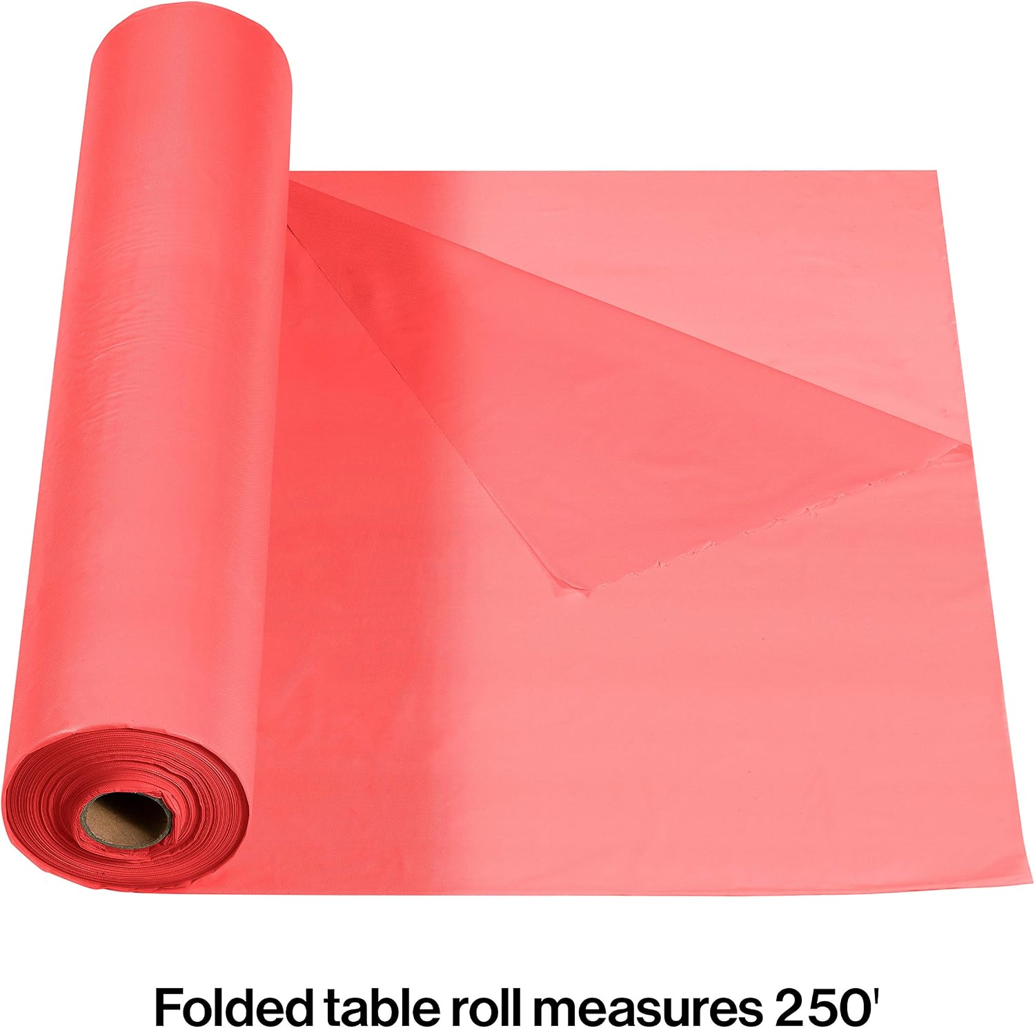 Creative Converting Touch of Color 250' Folded Plastic Banquet Roll, Coral