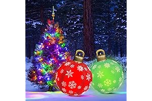2 Pcs Light Up PVC Inflatable Christmas Ball - Perfect for Outdoor Holiday Decoration
