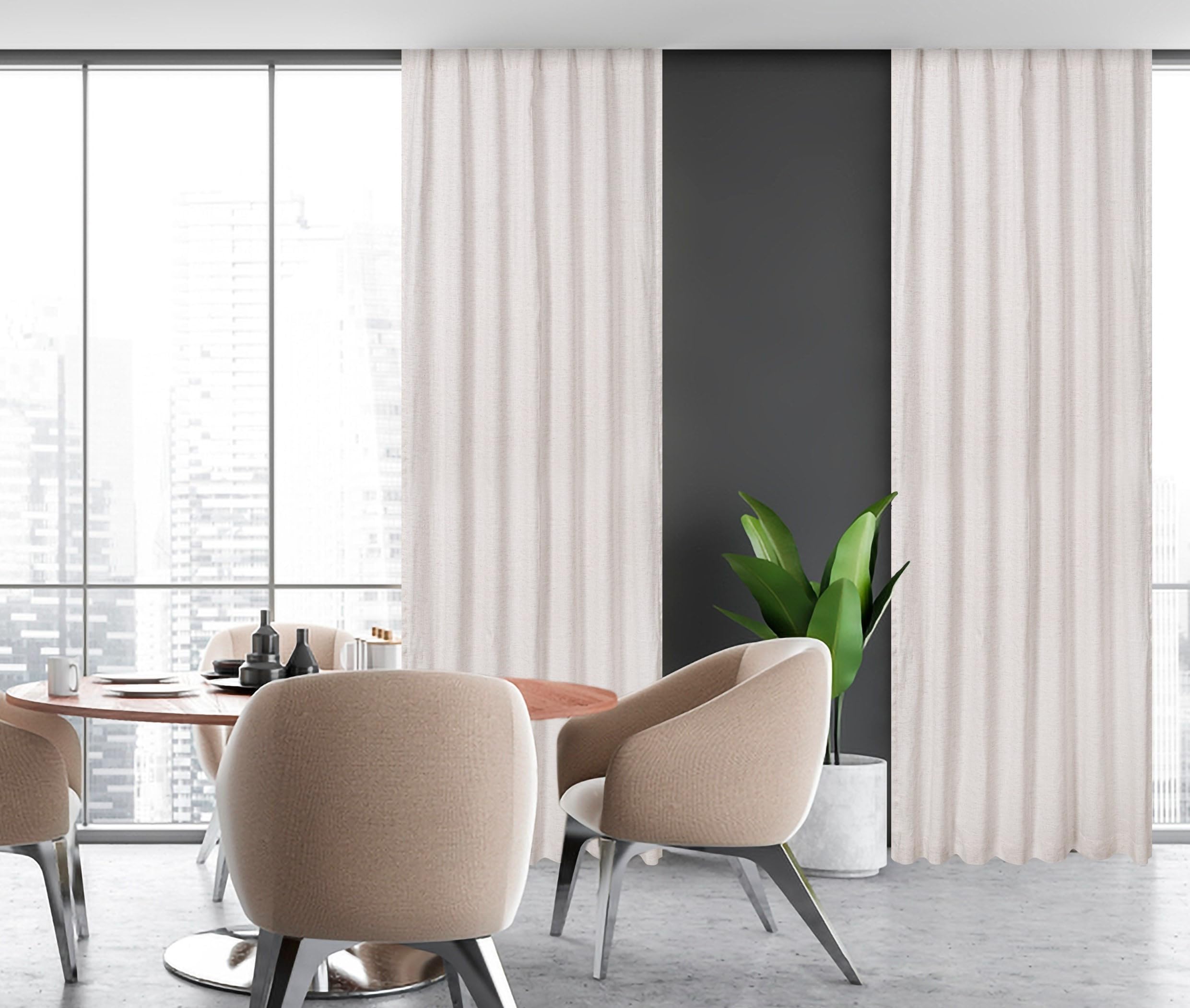 Farmhouse Curtain in Linen Viscose Slub 50x84 Natural, Linen Cotton Curtains, 2 Panels Curtain,Tab Top Curtains, Room Darkening Drapes, Curtains For Bedroom, Curtains For Living Room, Set of 2