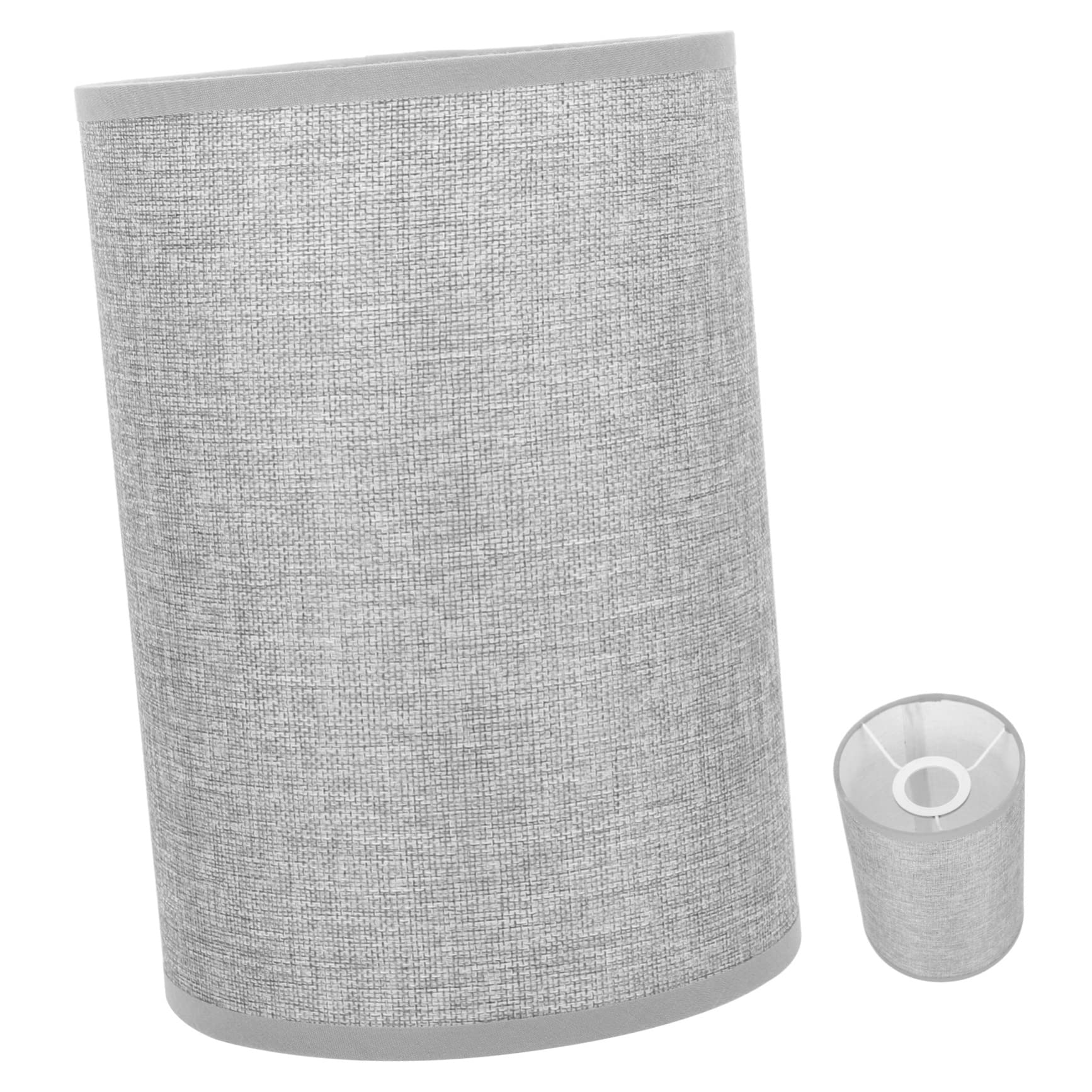OSALADI Small Drum Cylinder Lamp Shade Drum Lamp Shade, Grey Linen Cylinder Spider Construction Replacement Light Cover for Table Floor Lamp, 14x14x20cm