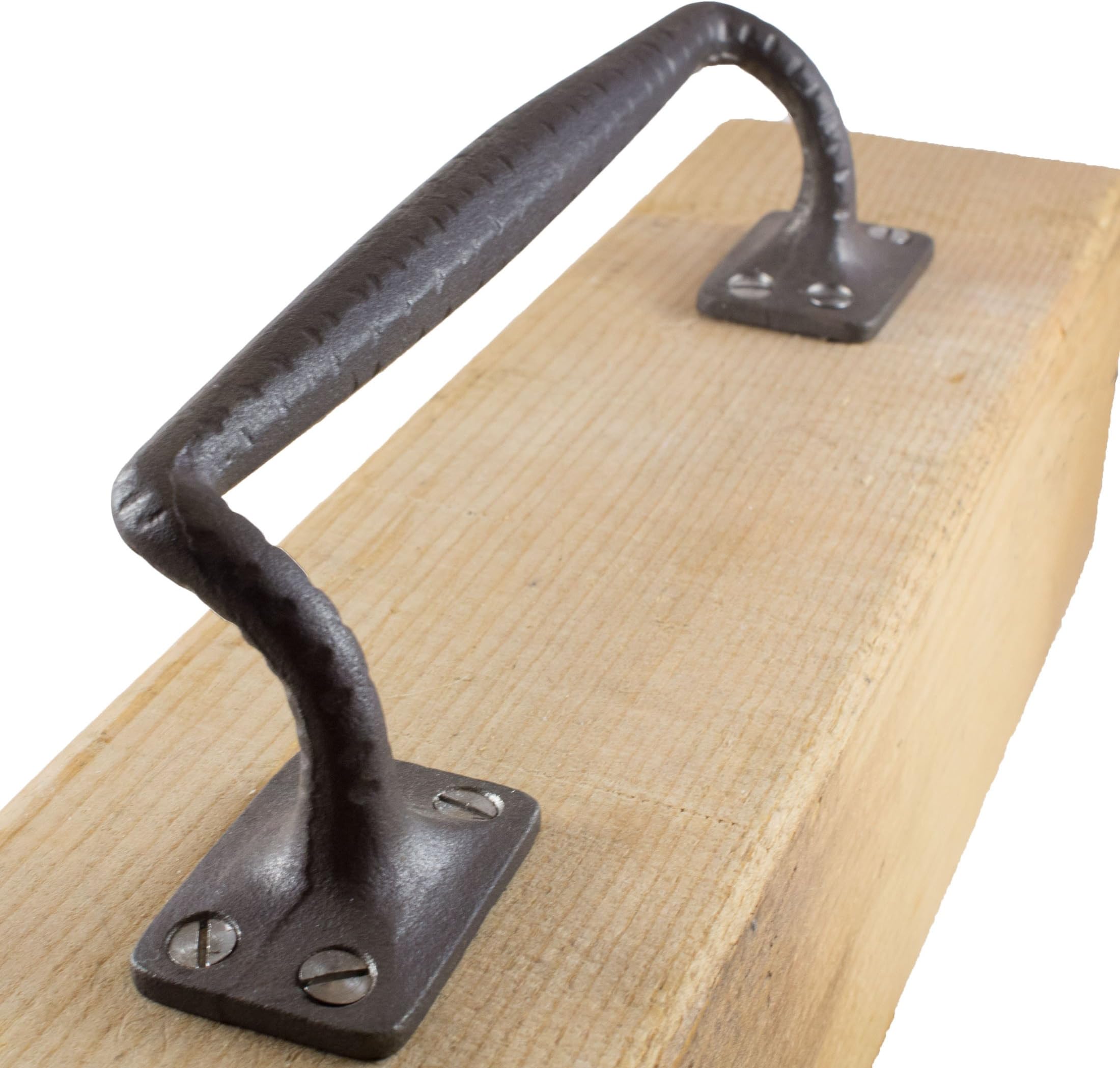 Barn Door Pull Handle 9" Solid Cast Iron with Rustic Look (Natural Lacquer)