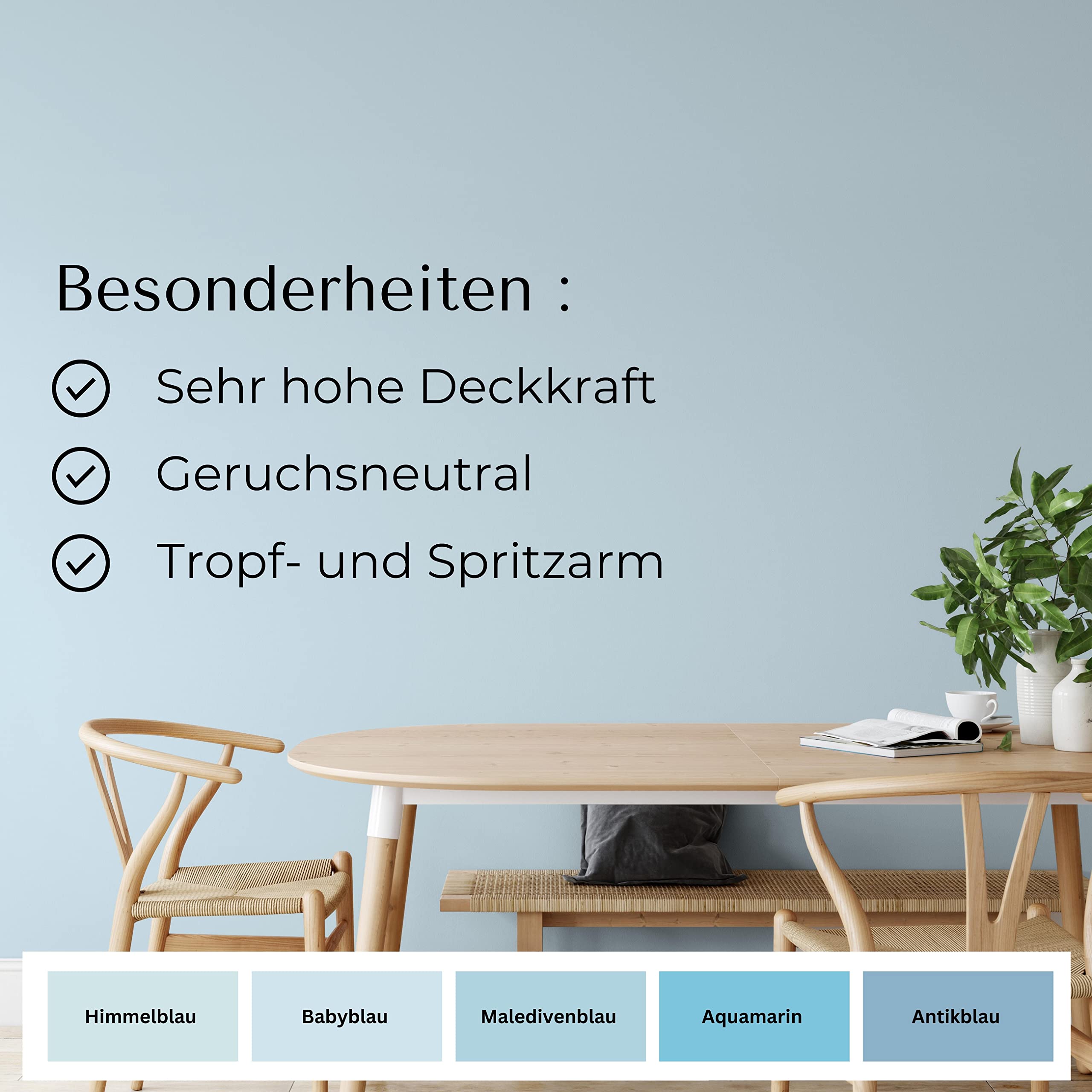Fühl Dich Wohl Wandfarbe Blau Babyblau hohe Deckkraft matt hochdeckend 5l