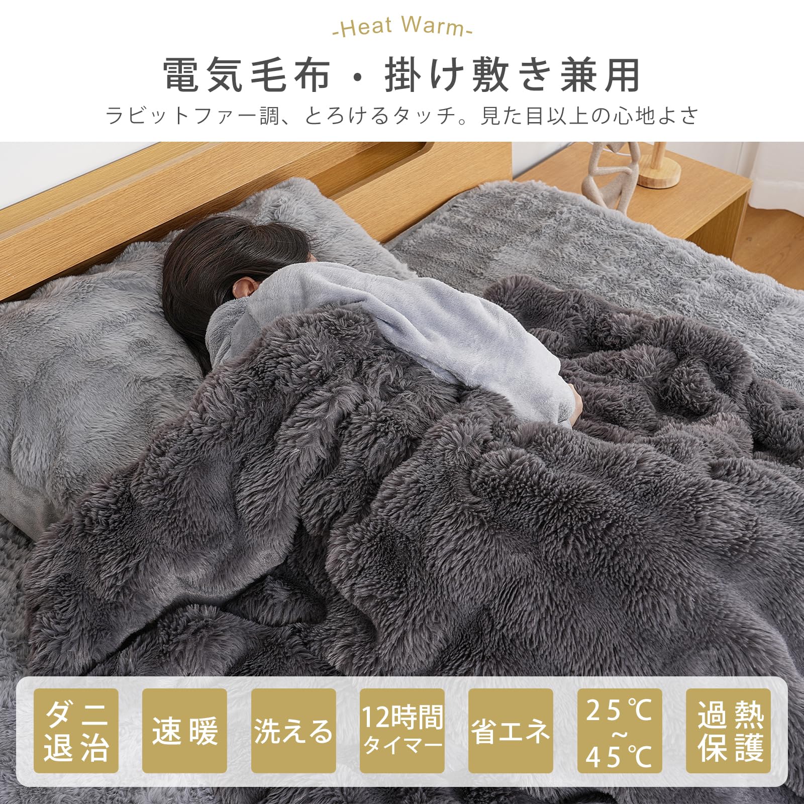 Amazon | DGV 電気毛布 ふわとろ とろける ラビットファー調 掛け 敷き