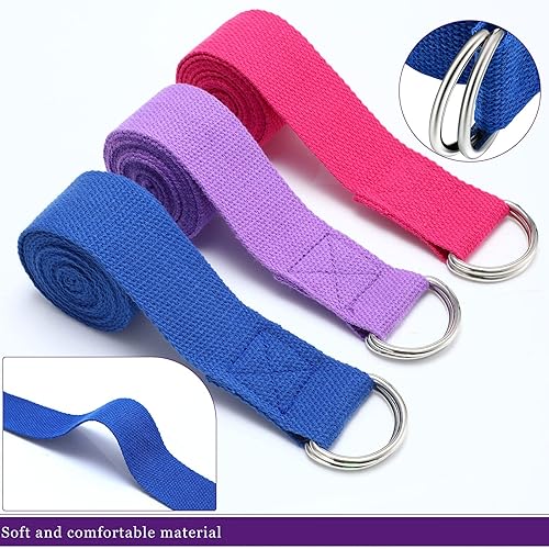 Miniatura 3 de 24 correas de yoga para estirar, yoga, ejercicio, correas ajustables para clases de yoga, cinturón de yoga no elástico de 6 pies con hebilla de