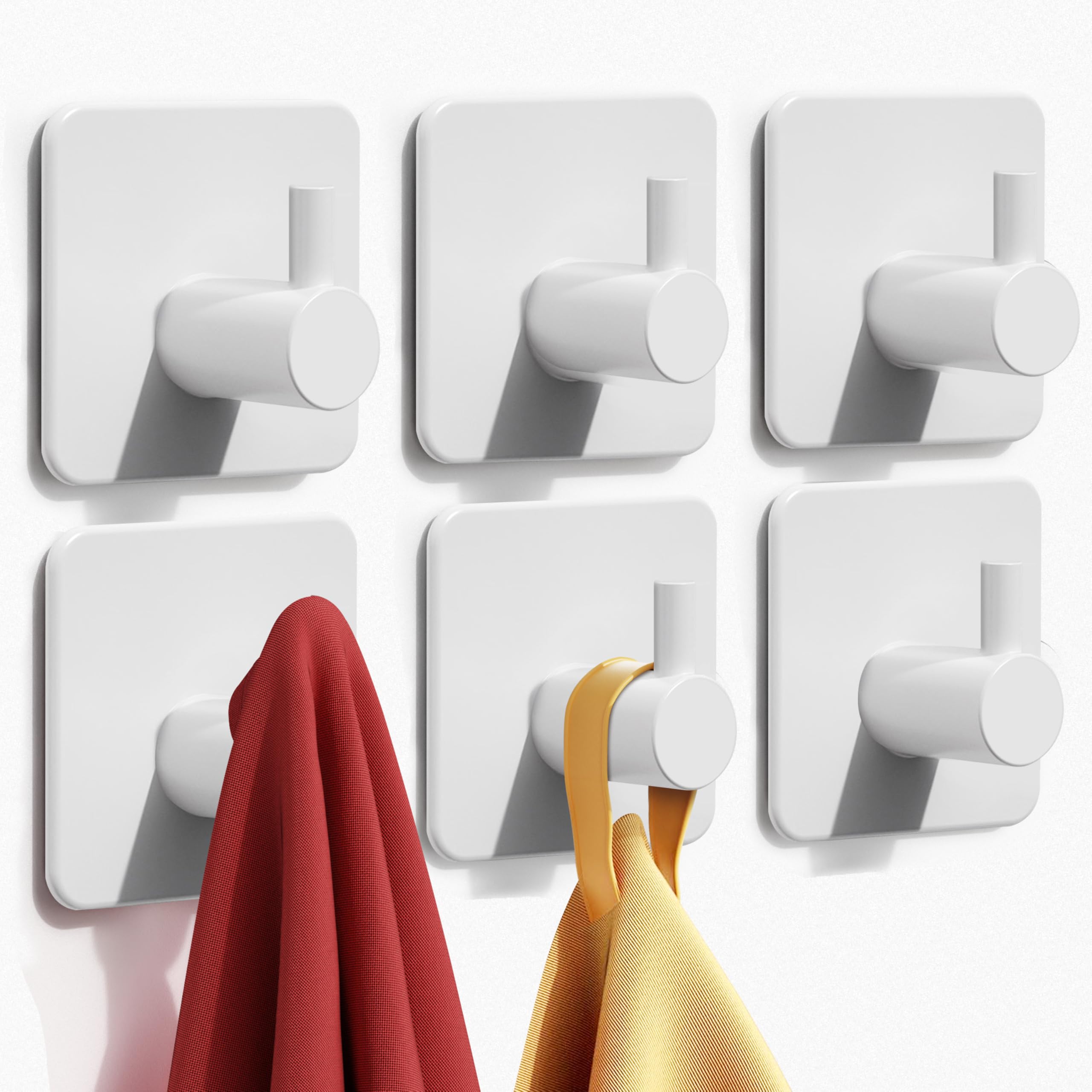 Auxmir 6 Piezas Ganchos Adhesivos para Pared, Acero Inoxidable, Colgador Toallas sin Taladro, Autoadhesivo Extrafuerte, Colgador Adhesivo para Baño Cocina Albornoz Trapos, Blanco Global Recycled Standard Global Recycled Standard Global Recycled Standard