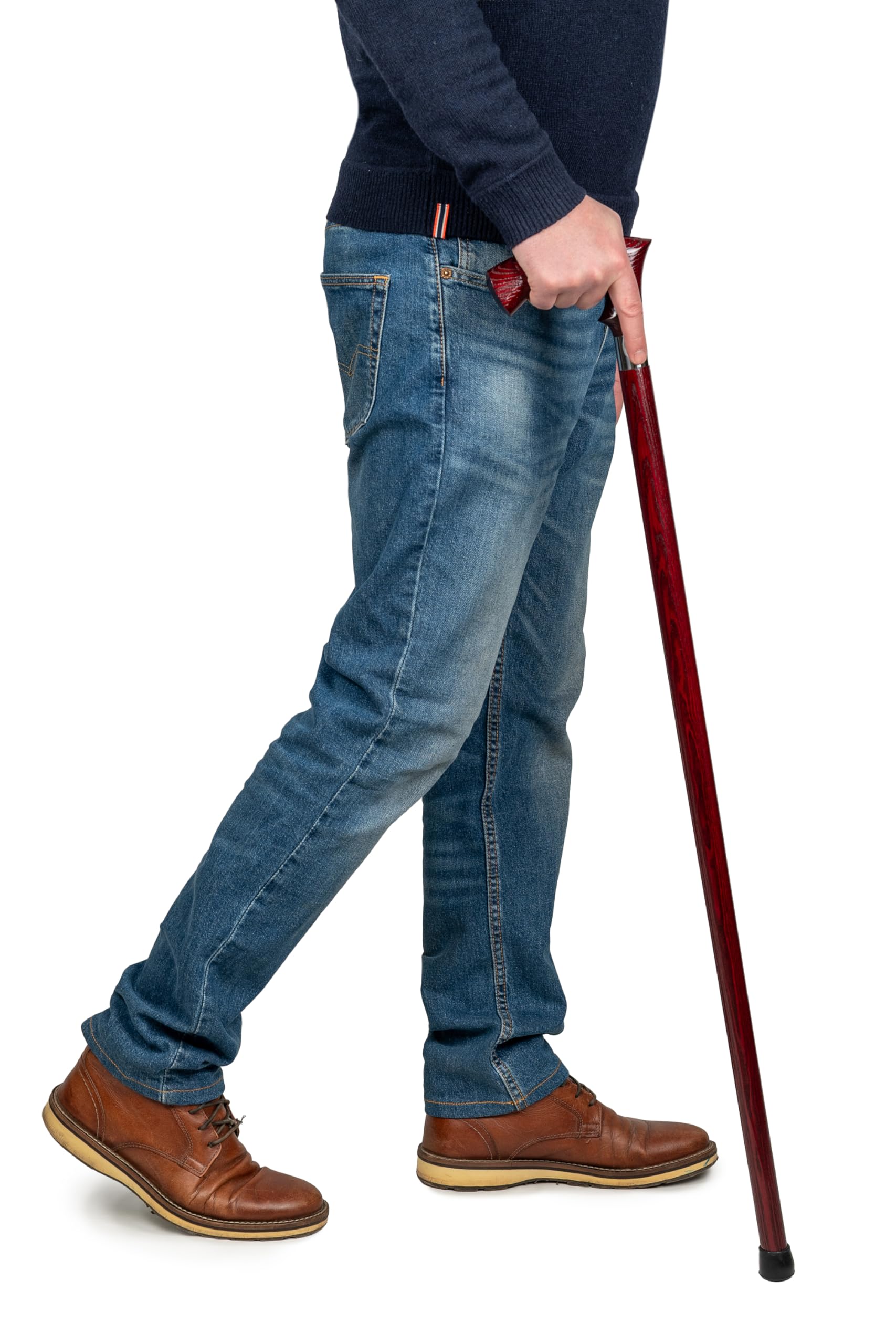 Dr. Watson Classic Duke Walking Stick – Handcrafted Ash Wood Cane with Polished Stainless Steel Collar
