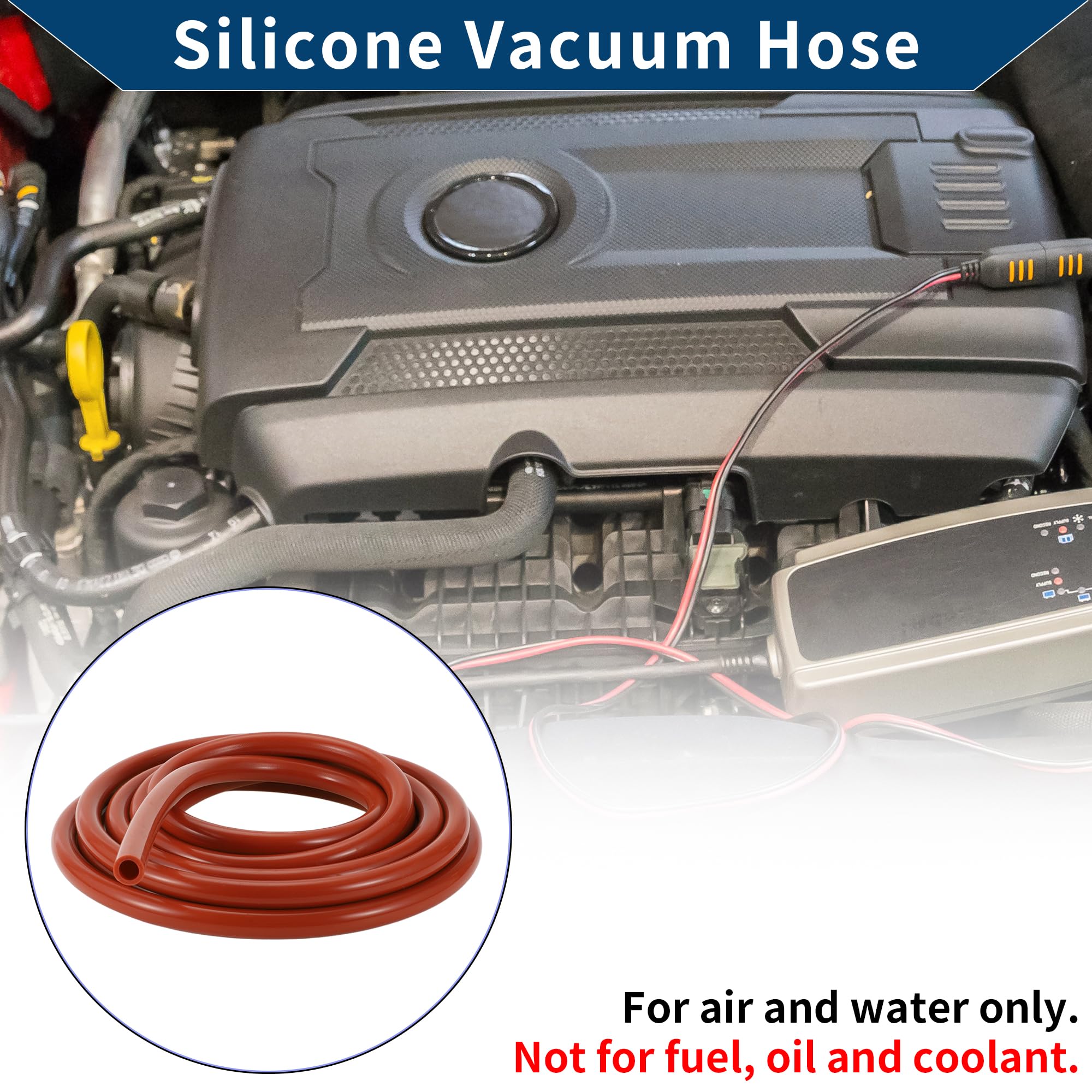 Tubo in Silicone per Aspirazione Tubo per Linea di Aspirazione Automobilistica ad Alta Temperatura 10Ft 3/8" 10mm ID 2.5mm Spessore 1 Pz Rosso