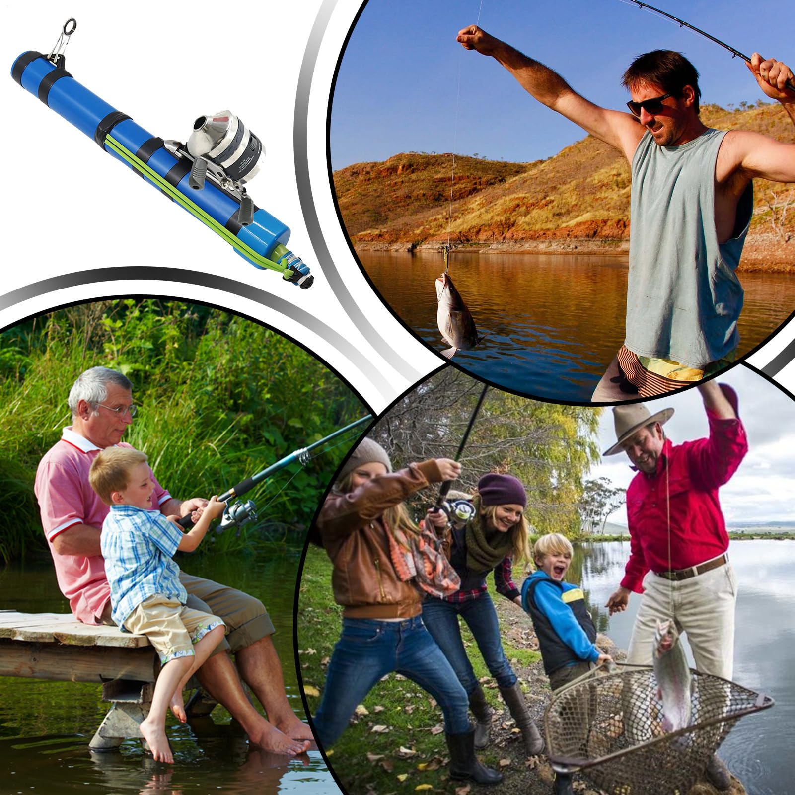 Canne à pêche portable – Équipement de pêche léger avec moulinet | Canne à pêche catapulte pour les voyages, pour bar, truite, eau salée, eau douce, jetée, rivière, ruisseau, étang, lac