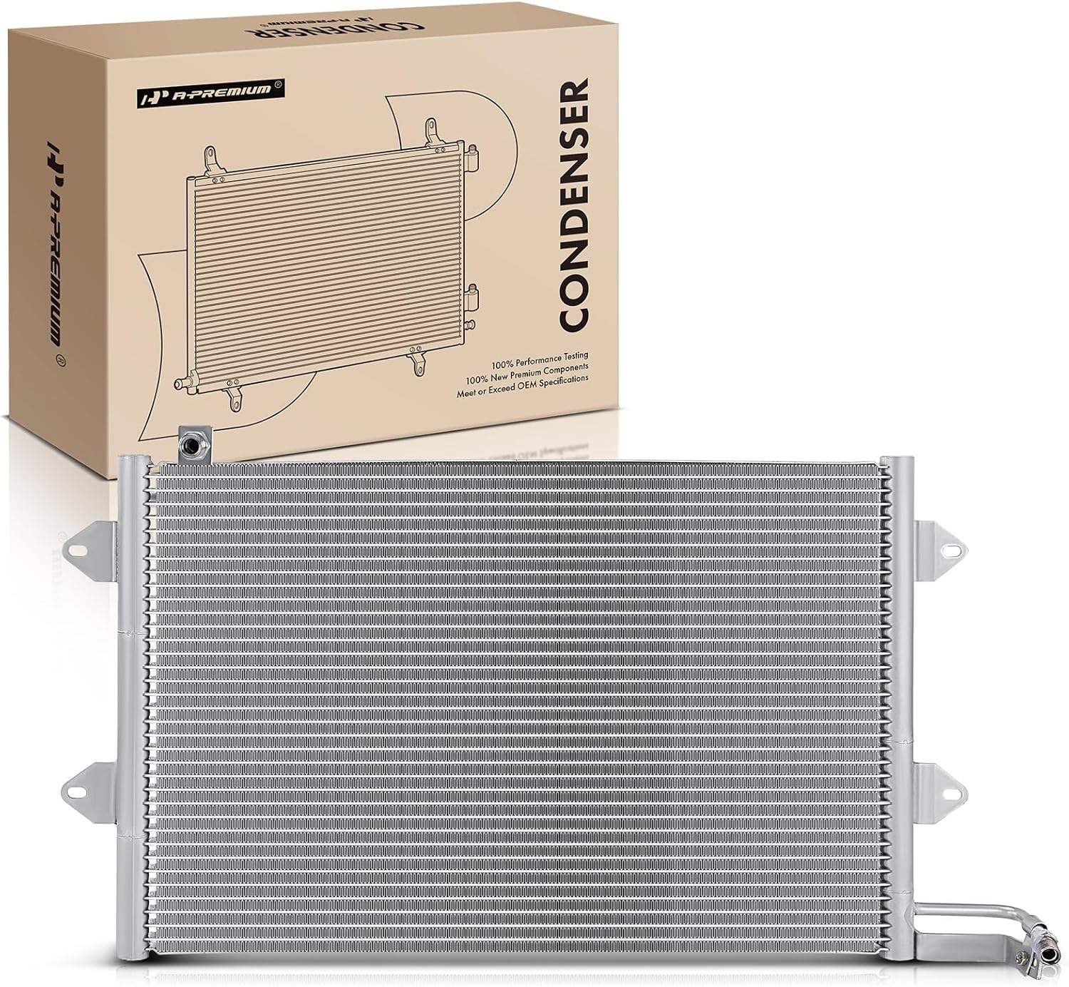 A-Premium Air Conditioning A/C Condenser Compatible with Volkswagen Cabrio 1995-2002, Golf 1993-1999, Jetta 1993-1998, Replace# 1H0820413