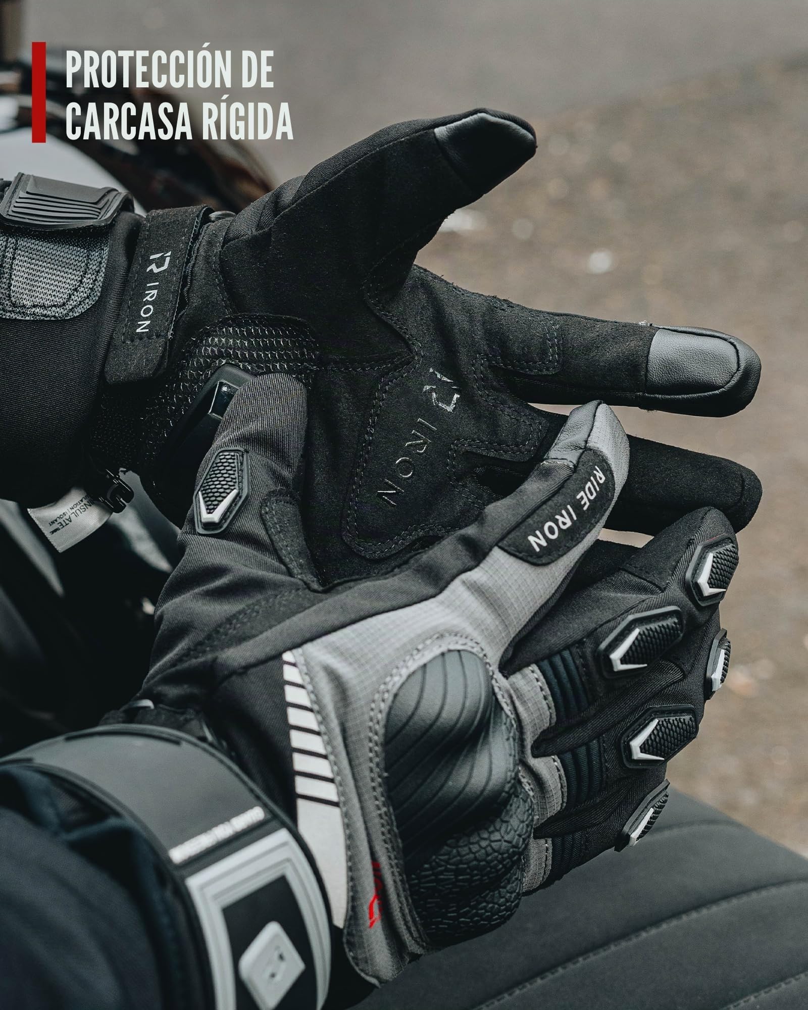 RIDEIRON Guantes Moto Hombre Invierno, Impermeables, con Tecnología 3M, Guantes Moto Touchscreen, Protección y Confort para Conducción en Climas Fríos (Negro, Medium)
