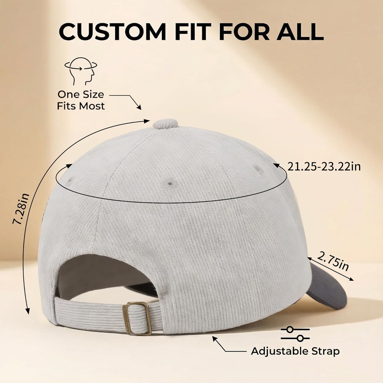 HH HOFNEN Baseball Cap Vintage Unstructured Corduroy Ball Cap Adjustable Color Block Workout Hat for Women and Men - Image 5