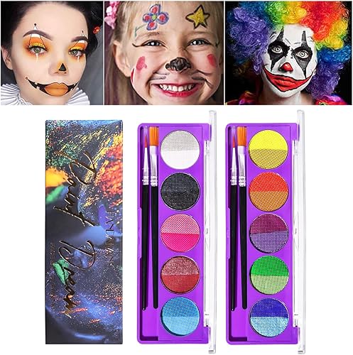 Joyeee Kit de pintura facial y corporal, a base de agua, 12 colores profesionales de arte corporal, kit de pintura facial, vestido de fantasía,