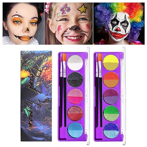 Joyeee Kit de pintura facial y corporal, a base de agua, 12 colores profesionales de arte corporal, kit de pintura facial, vestido de fantasía,