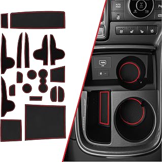 CupHolderHero for Hyundai Santa Fe 2021-2023 Premium Custom Interior Non Slip Anti Dust Cup Holder Inserts, Center Console Liner Mats, Door Pocket Liners 19-pc Set (Red Trim)