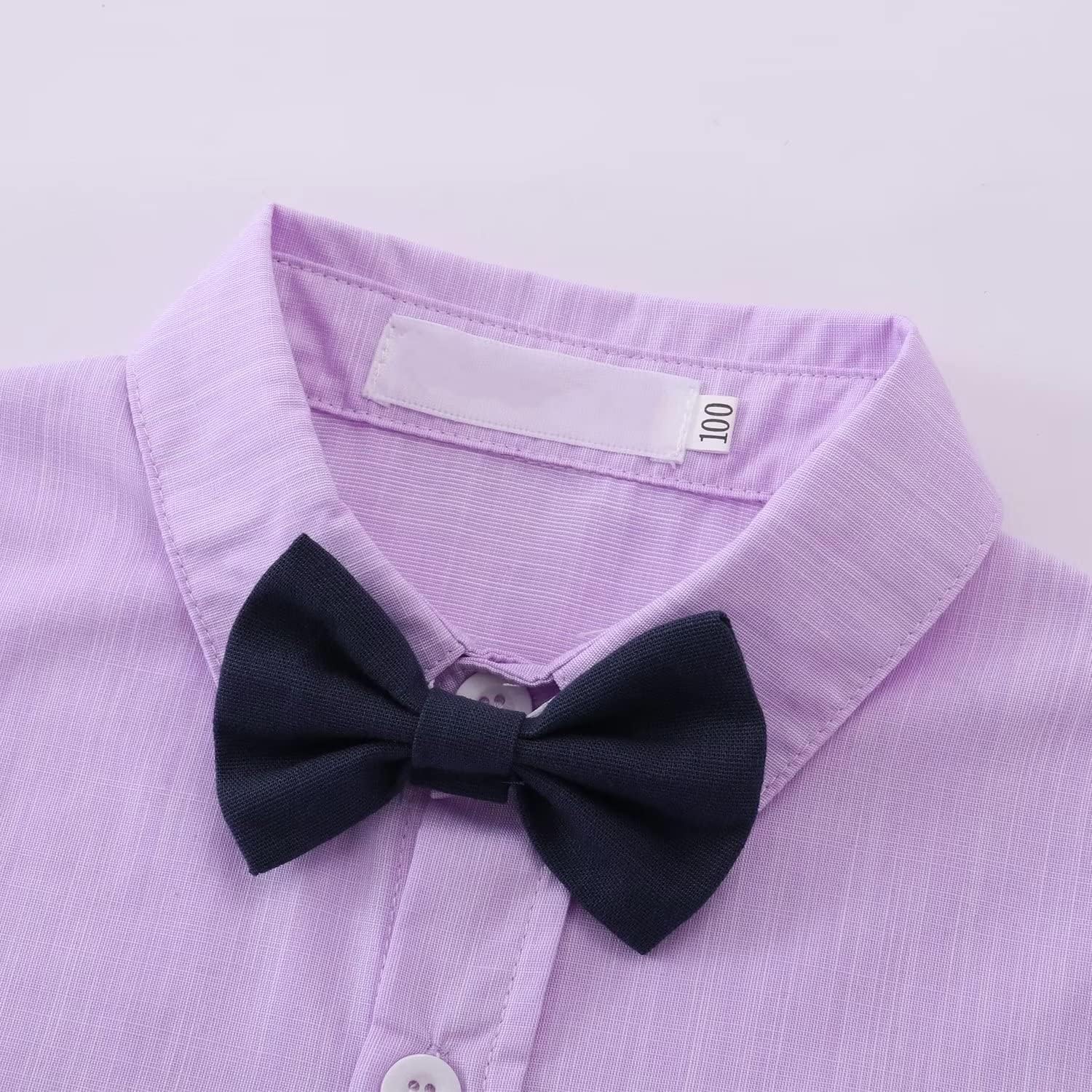Tiepant Toddler Gentleman Suit Outfits Shirt + Suspender Short Pants + Bowtie for Baby Boys