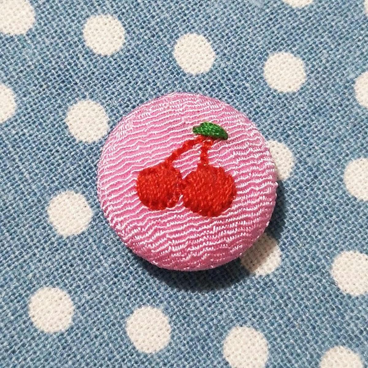 12 pièces 20 MM boutons ronds brodés roses faits à la main recouverts de tissu boutons en velours avec boutons à tige en métal pour l'artisanat de vêtements-café cerise-12 pièces