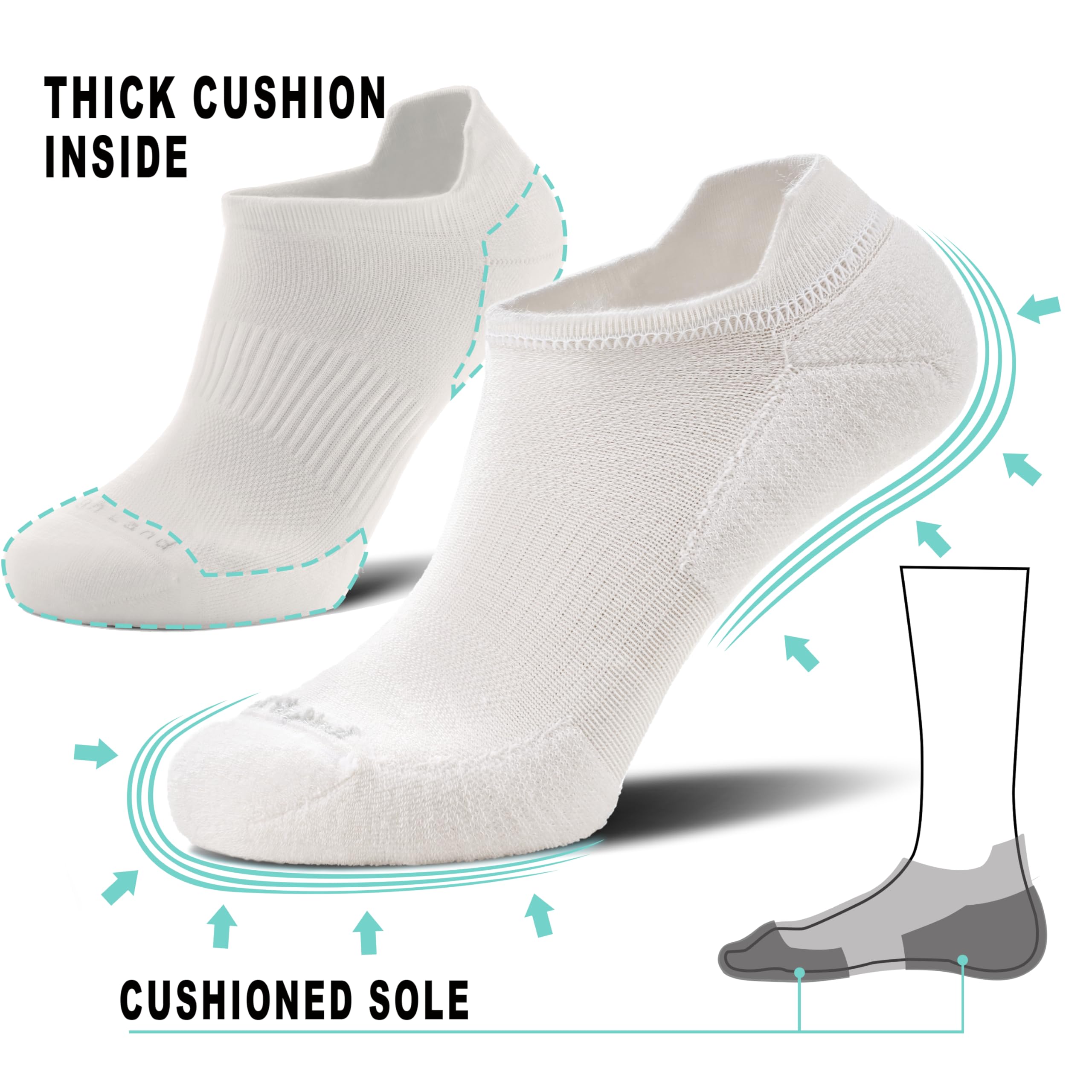 Toughland - Calcetines de lana merino para hombre y mujer, 80 % lana merino, ligeros, acolchados para correr, senderismo