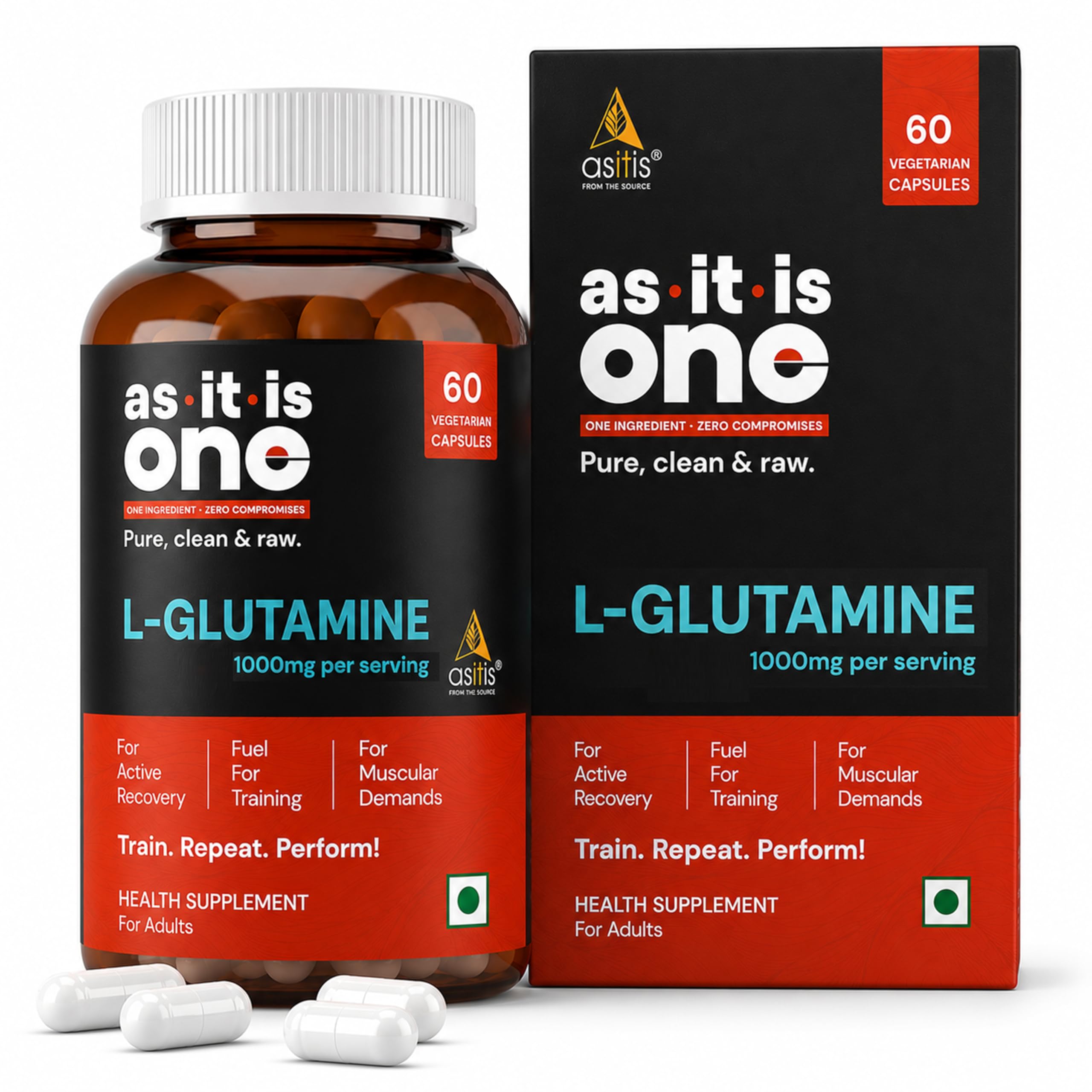 AS-IT-IS Nutrition 100% L-Glutamine, 1000mg per serving, 60 Capsules | Easy to swallow Pre- workout Capsules for Men & Women | Supports Muscle Growth & Recovery | Zero Fillers |Lab Tested-image-23