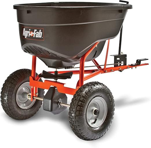 Agri-Fab 45-0463 130 lb. Tow-Behind Lawn & Garden Broadcast Spreader for Seed,Fertilizer,Salt,Ice Melt; Easy to use Flow Control from Seat of Riding Lawn Mower