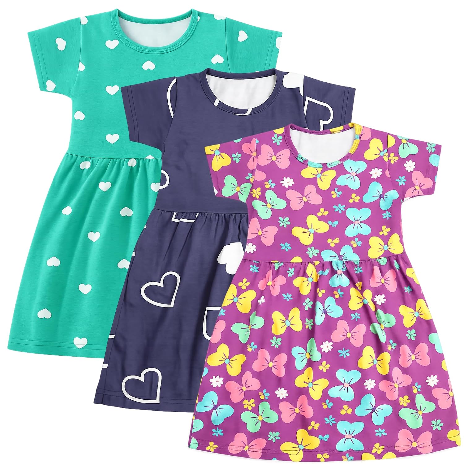 ranB Baby Girls Summer Frock Combo Pack of Any 2 or 3 – Cotton Attractive Self Printed Frock – Short Sleeve Casual Outfit... - Review, Price and Buying Guide